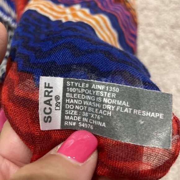 Sheer Infinity Scarf Geometric Print Design 38” x 76” Multicolor Lightweight MOD - Picture 4 of 8